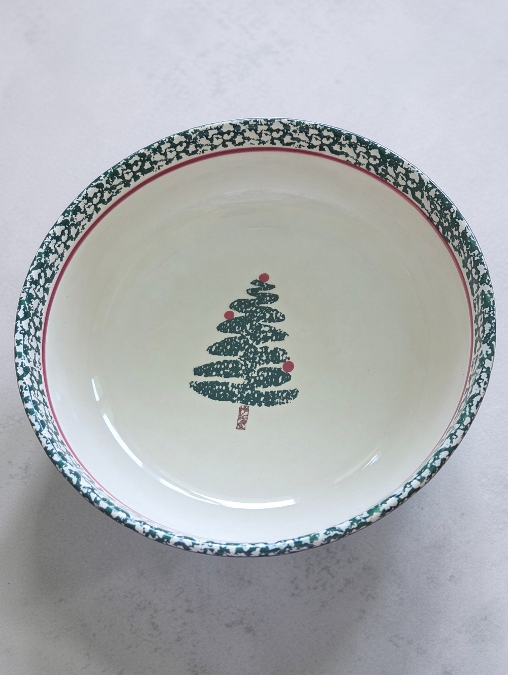 Furio Serving Bowl Holiday Christmas Tree Durable Stoneware Festive Decor Italy